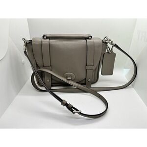 Coach Mini Bleecker Brooklyn Top‎ Handle Messenger Crossbody Bag Grey Leather